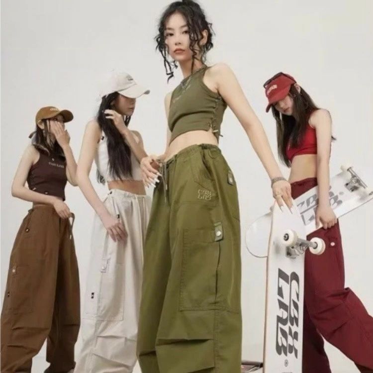 【送料無料】ぶかぶか ゆったり ストレートパンツ ヒップホップ 大人 女性 ジャズダンスパンツ ダボ感 ワークパンツ レディース カーゴパンツ