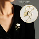 【送料無料】胸元 イチョウ ブローチ キラキラ 大人 結婚式ブローチ フォーマル カジュアル 真珠ブローチ エレガント シングル アクセサリー