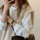 【送料無料】ベスト ジレ プルオーバー 袖なし 襟なし Vネック ニット かわいい 大人可愛い きれいめ シンプル 大人 上品 おしゃれ かっこいい