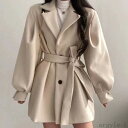 【送料無料】コート 上着 ミディアム丈 袖付き 長袖 襟付き 前開き ボタン ウエストマーク かわいい 大人可愛い きれいめ シンプル 大人 上品 おしゃれ