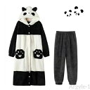 【送料無料】パンダ 上下着セットかわいい男女兼用キャラクターパンダ冬パジャマ男性用女性用パジャマサンゴ絨毯少女用 温ルームウェアセット 長袖 寝間着 冬用 女の...