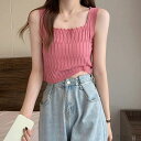 【送料無料】タンクトップ ショート丈 スクエアネック