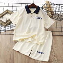 【送料無料】セットアップ キッズ 上下セット ワッフル 子供服 男の子 女の子 半袖 ポロシャツ ハーフパンツ ロゴ 夏 子供服 こども服 子ども こども おし...