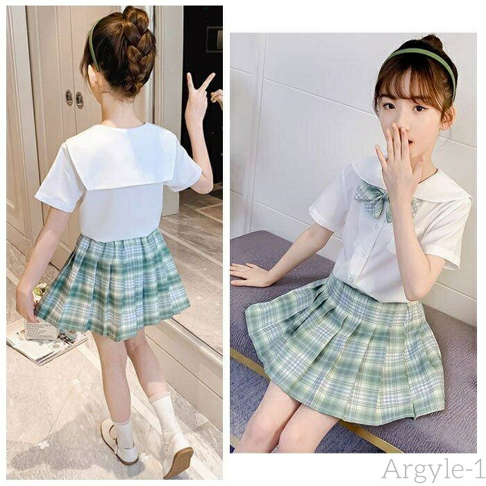 【送料無料】スーツ子ども服2点セットフォーマル夏着半袖女の子キッズ2点セットシャツ スカート発表会..