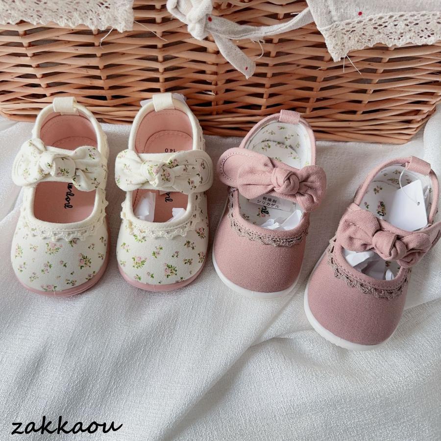 乐天商城 - キッズシューズ リボン スリッポン スニーカー 上履き うわばき 子供 子供靴 靴 女の子 かわいい シンプル 保育園 幼稚園 お稽古 おでかけ 幼稚園 保育園