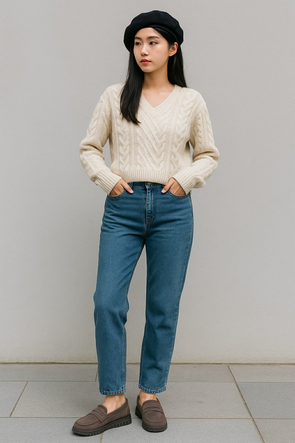 スエードローファー中ボアあったかプラス吸湿発熱20-1432