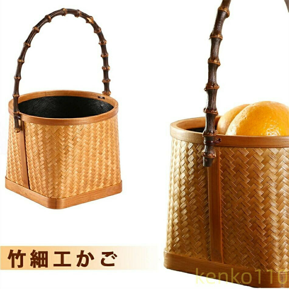 楽天えーあい【送料無料】竹かご 竹 籐 縦12cm 横12cm 奥行12cm 手作り 編み 天然素材 工芸品 ケット かごバッグ 収納かご 収納バスケット 竹かご かごバック かご 花火 お祭り 籠篭 収納かご 温泉かご