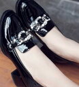 最大1300円off● 楽天2位 厚底 ビジュー ローファー スクエアトゥ エナメル すりっぽん フラット レディース シューズ 靴 ローヒール 履きやすい 痛...