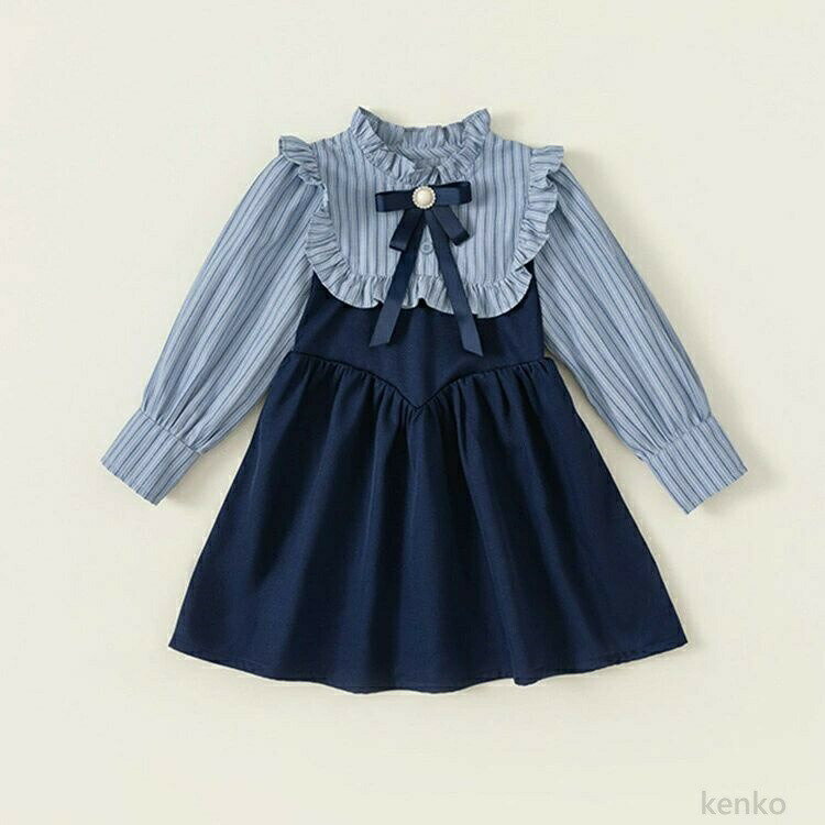 Rakuten - 【送料無料】ワンピース 長袖ワンピース 子供服 キッズ ベビー フリル襟ワンピース フォーマル 女の子 ワンピース 長袖 かわいい 秋服 秋 秋物