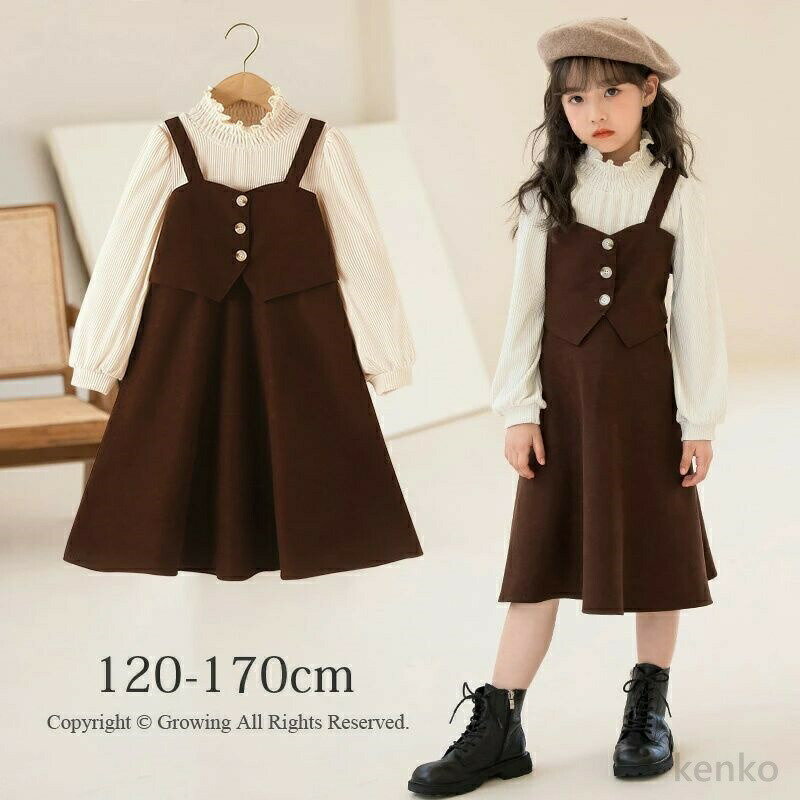 樂天商城 - 【送料無料】フォーマル ワンピース 子供服 キッズ 女の子 ワンピース 長袖 子供 子ども服 ドッキング 切り替え 重ね着 ワンピース 卒業式 卒園式 入園式 女の子 子供ワンピース