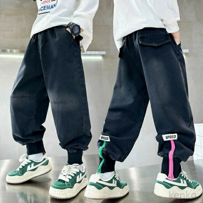 【送料無料】キッズ パンツ デニム 男の子 長ズボン ジーンズ ジーパン 子供服 春 秋 冬 ウェストゴム ロングパンツ ボトムス 子供パン..