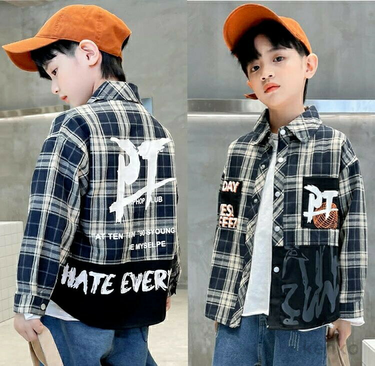 【送料無料】春 秋 秋服 秋着 春着 綿100% チェック柄 長袖ネルシャツ 子供服 長袖シャツ キッズ ビッ..