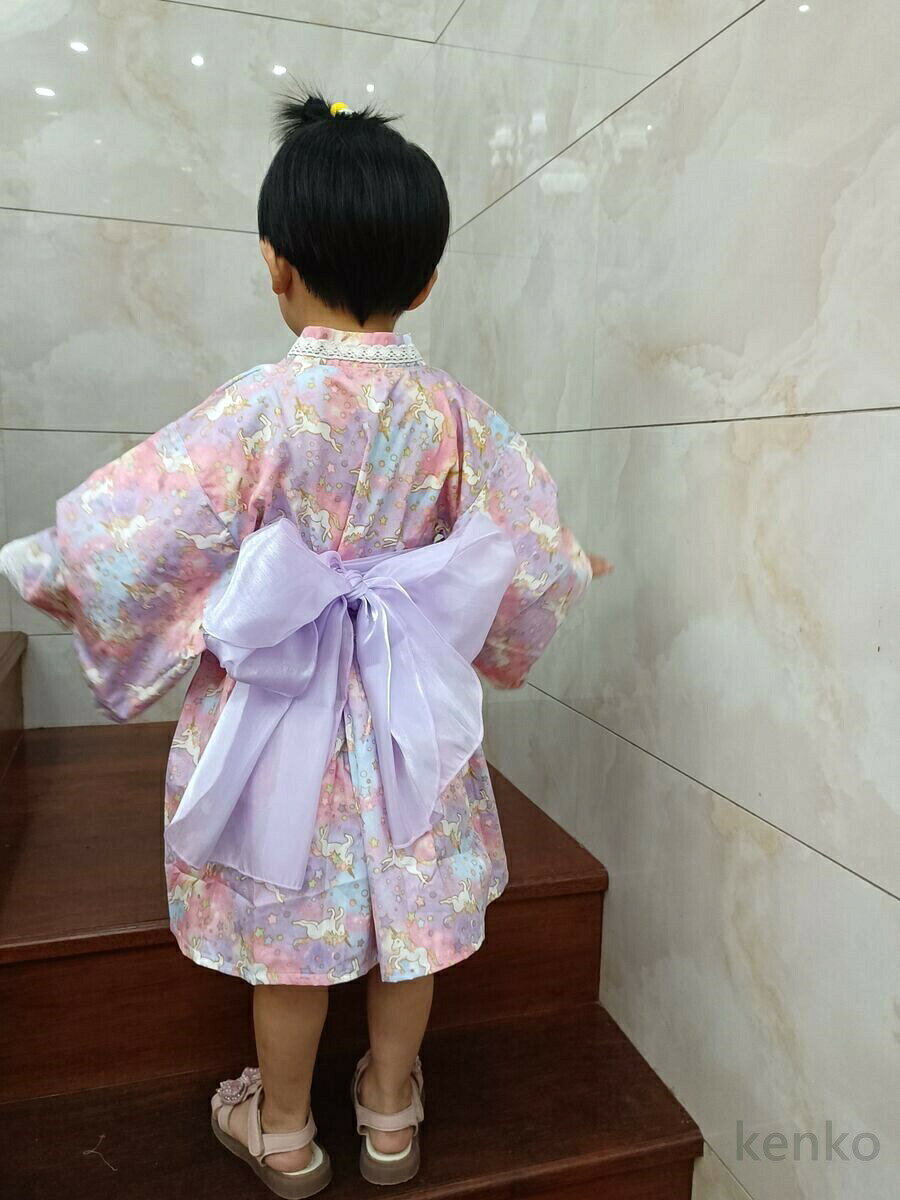 【送料無料】浴衣 女の子 キッズ 子供 浴衣ドレスセット 2点セット(浴衣ドレス＋帯...