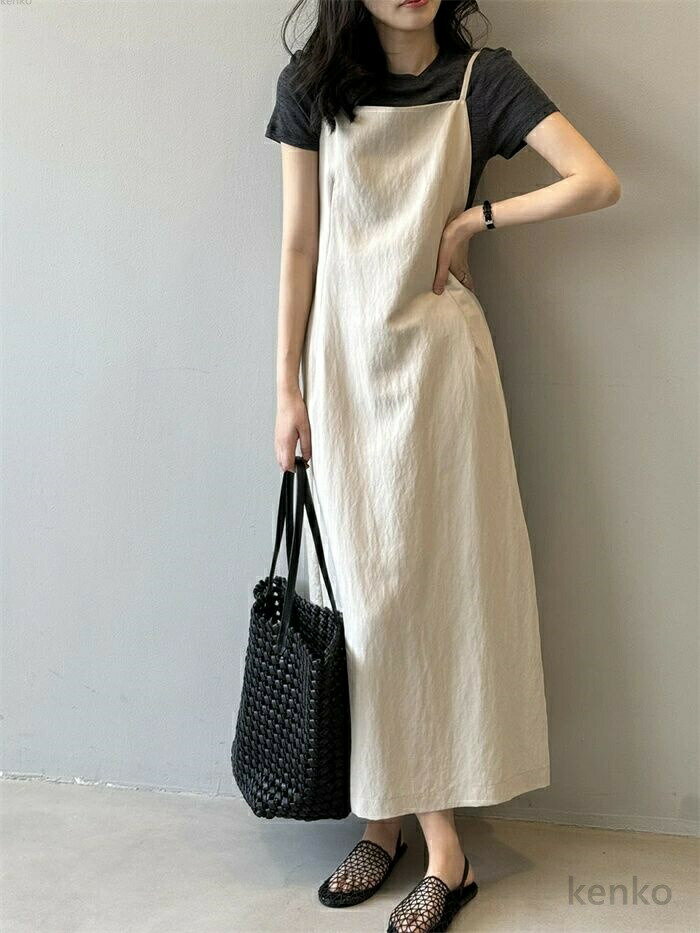 【送料無料】サロペット スカート キャミワンピース ジャンパースカート 夏 レディース ノースリーブ 袖なし ロング サロペットスカート ワンピース ロングワンピース