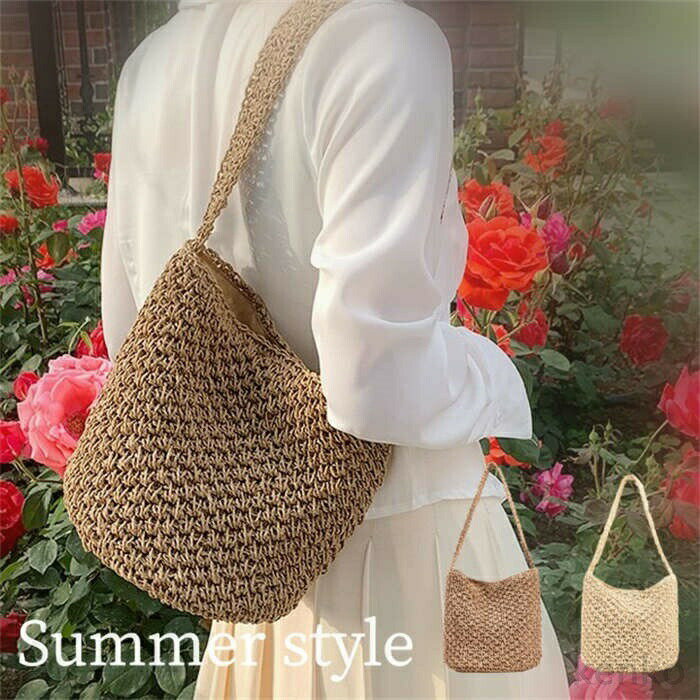 【送料無料】グ 編み込み 大容量 軽い 肩掛けバッグ トートバッグ 編みバッグ エコバッグ ストローバッグ 軽量 レディース カバン サマーバッグ 手提げ 肩掛け 大きめ 可愛い