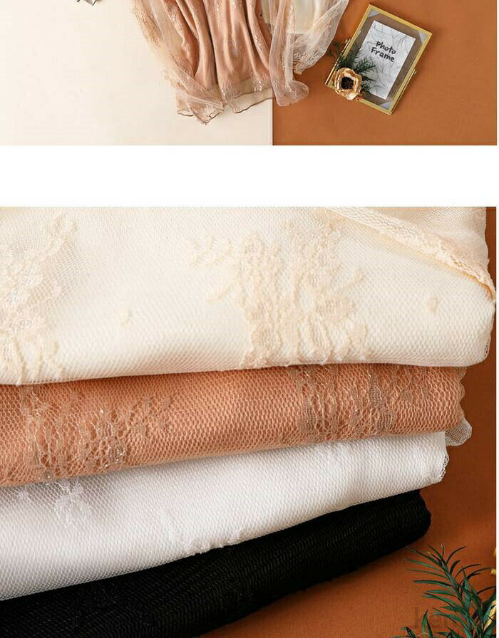 【送料無料】ブラウス 長袖 総レース 立ち襟 レース シアートップス レースブラウス シースルー シャツ ブラウス 裏起毛 裏起毛無し 花柄 レディース 韓国 ファッション(4)