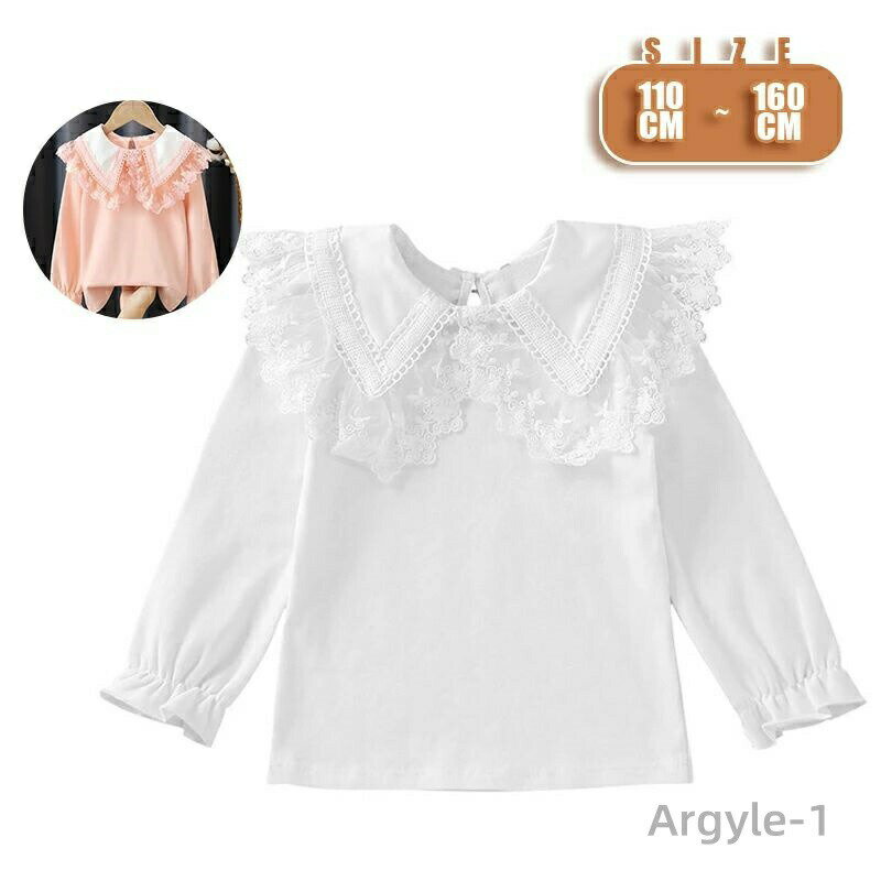 【送料無料】子供 キッズ ブラウス 女の子 シャツ おしゃれ リボン付 長袖 女の子 子ども ジュニア シャツ レースの襟 フォーマル ブラウス