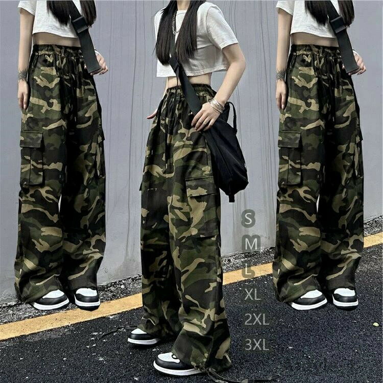 【送料無料】ミリタリーパンツ レディース ロングパンツ カーゴパンツ 迷彩 ボトムス 迷彩パンツ ズボン ワイドパンツ 大きいサイズ