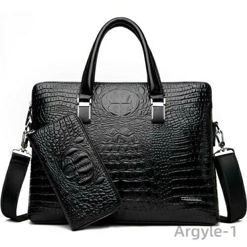 【送料無料】ビジネスバッグメンズ クロコダイル型押し ブリーフケース ショルダーバッグ 2WAY 手提げ 斜めがけ 財布付き