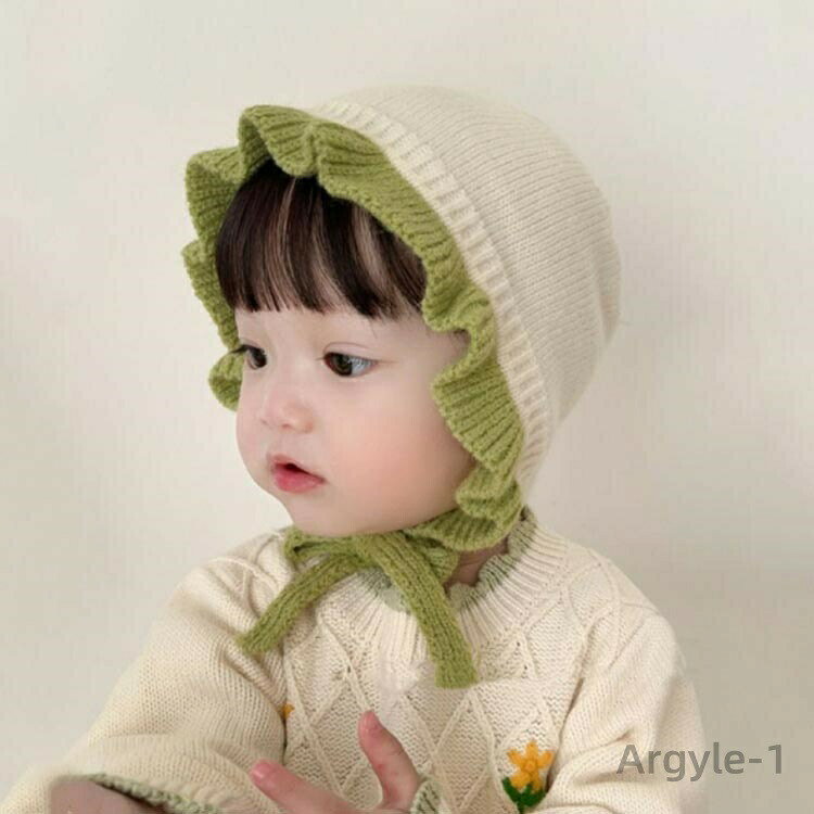 【送料無料】フリル付きニット帽 赤ちゃん 新生児 帽子 ニット帽 紐付き あごひも ...