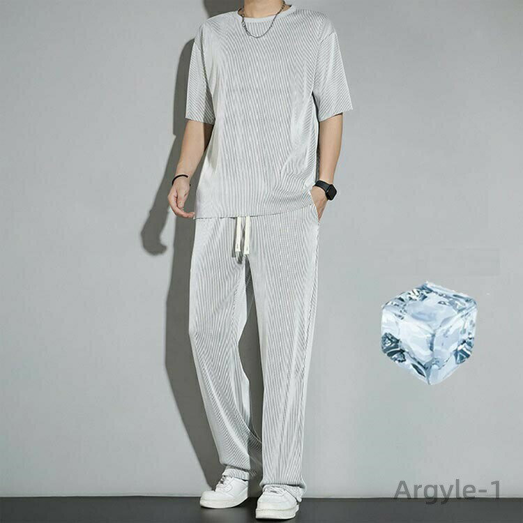【送料無料】涼しい ルームウェア ひんやり スポーツ 半袖 Tシャツ 運動着 上下セット セットアップ おしゃれ 夏 薄手 ワイドパンツ メンズ 2