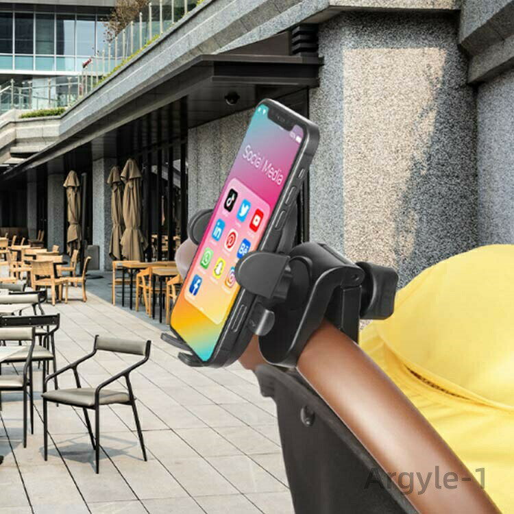 【送料無料】ベビーカー スマホホルダー 360度回転 ワンタッチ 両手 フリー 安全 取付簡単 防水 自転車 ベビーカー用 スマホスタンド 3