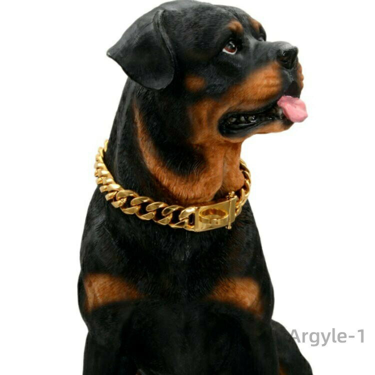 【送料無料】ドッグチェーン ゴールド ステンレス チェーン おしゃれ ペット アクセサリー 太い 太め ごつい ワイド カット カーブ キューバ