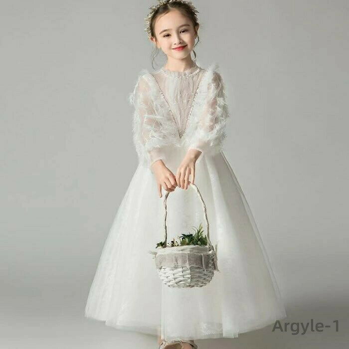 樂天商城 - 【送料無料】子供ドレス 白 こども 発表会 袖付き 袖あり 長袖 ドレス ミニ ロング プリンセスドレス 子供 ピアノ発表会 ドレス