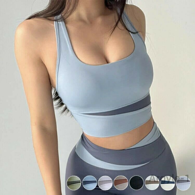 【送料無料】フィットネス スポブラ ホットヨガ スポーツウエア ブラ バイカラー レディース 長め スポーツウェア タンクトップ ヨガ おしゃ