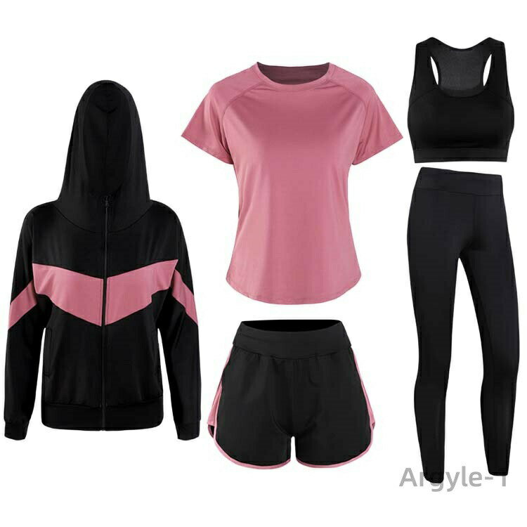 【送料無料】ジャージ 長袖 スポーツウェア セット 上下セット レディース 5点セット ジム おしゃれ 上下 韓国 ジョギング ラッシュガード フ