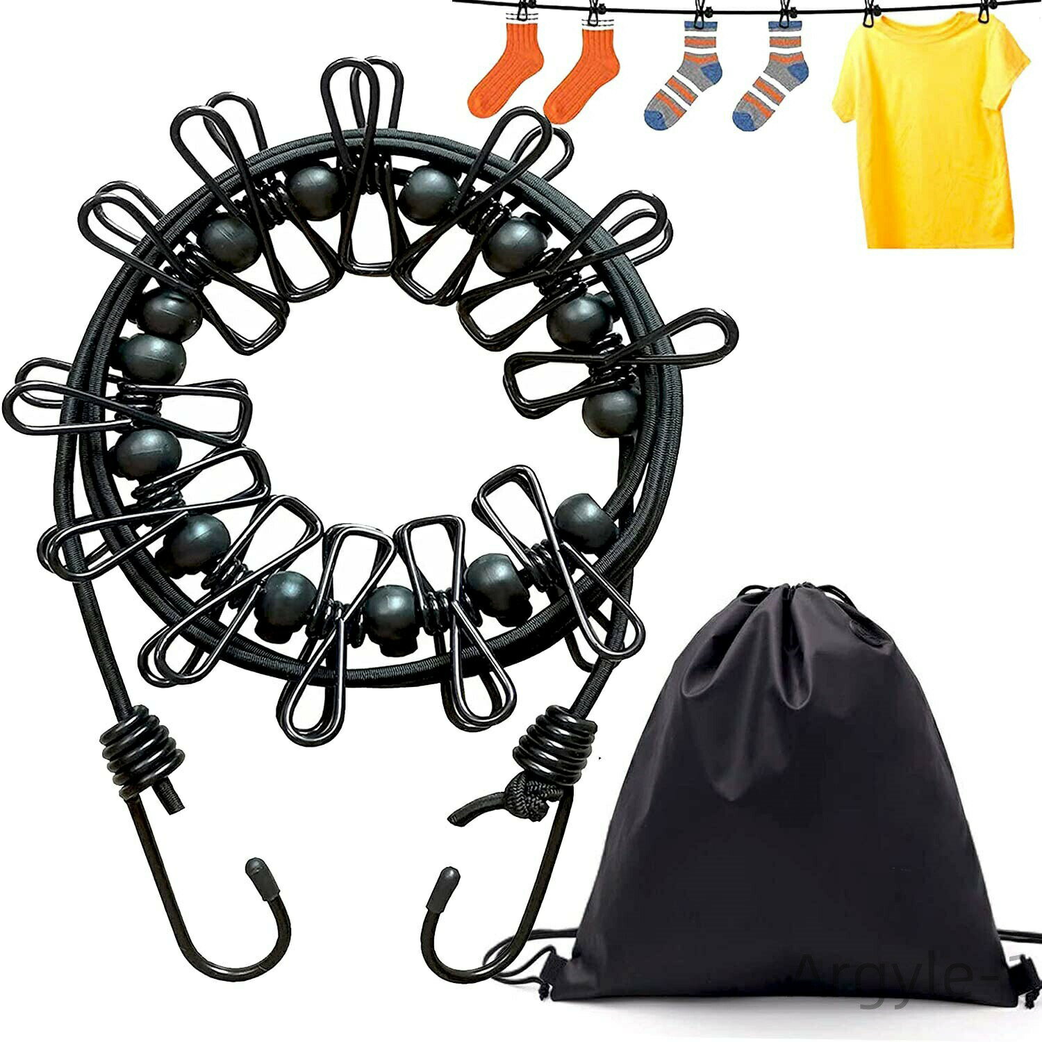 【送料無料】携帯用物干し キャンプ用洗濯干し 旅行用洗濯物干し 12個クリップ付き 1点セット キャンプ..