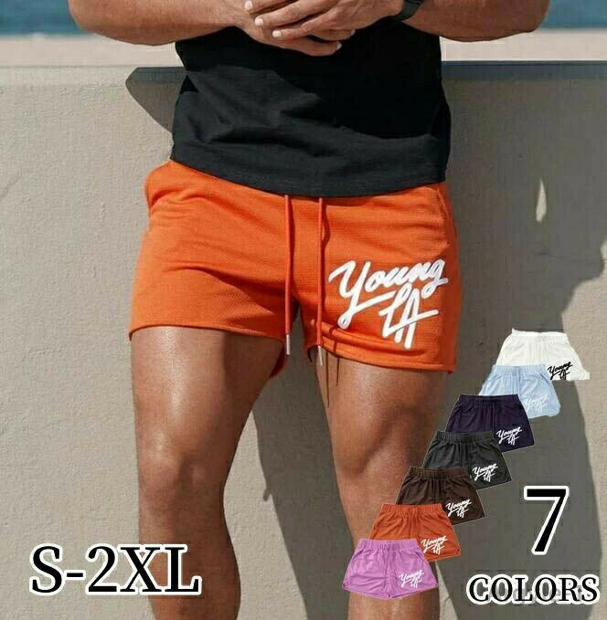 Pants - 【送料無料】短パン 筋トレ トレーニング フィットネス スポーツウェア ジムウェア パンツ 3分丈 メンズ ショートパンツ メッシュ