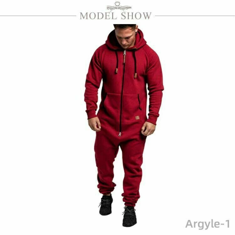 【ポイント最大8倍】【送料無料】前開き 部屋着 ジッパー 春 フード ロングパンツ 長袖 つなぎ服 メンズ 作業服 つなぎ スポーツウェア