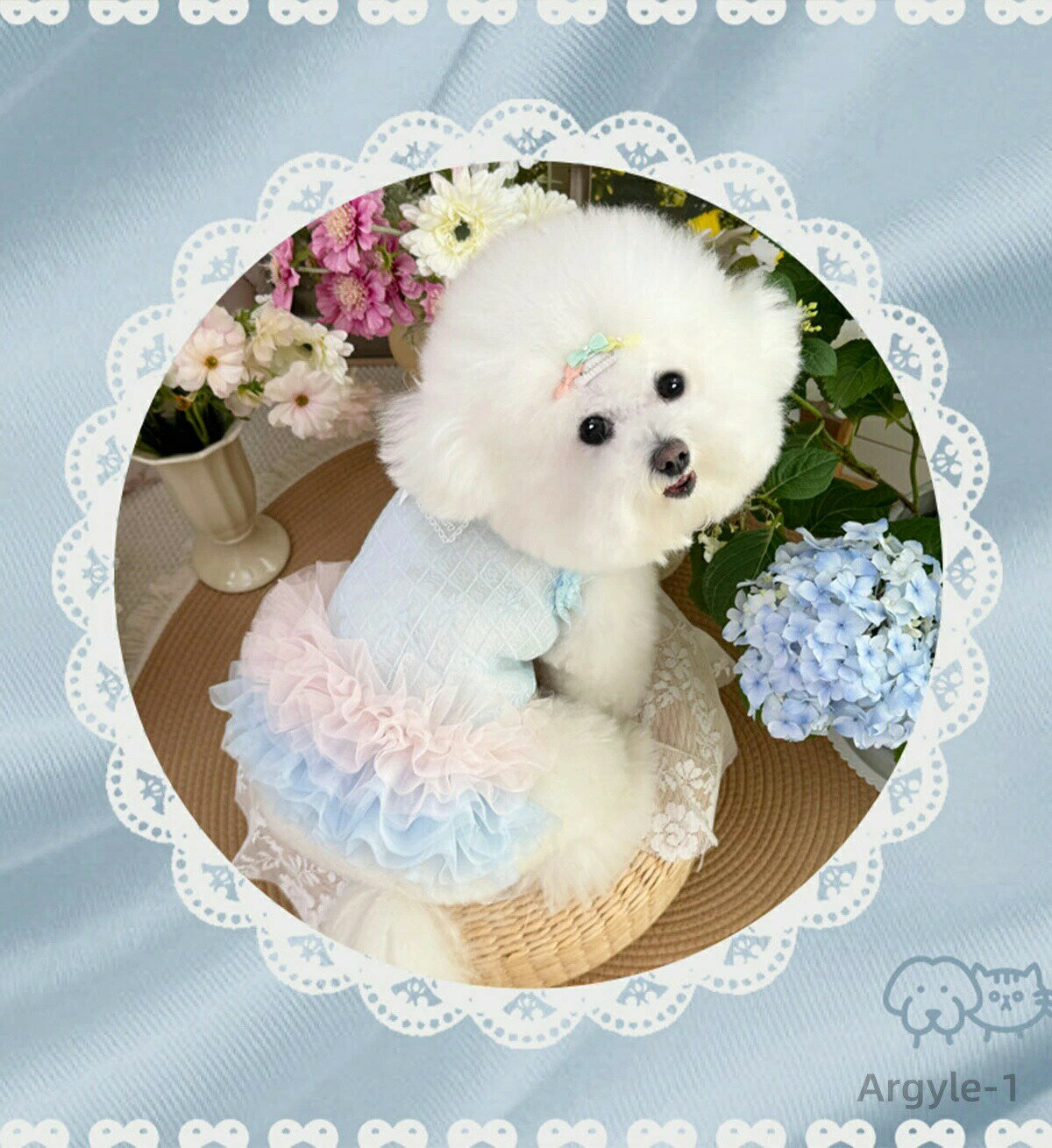 【送料無料】犬の服 小型犬 ワンピース フリル チュチュ レース チュールドレス 涼しい 通気性 春服 夏服 Dカン付き チュールワンピース