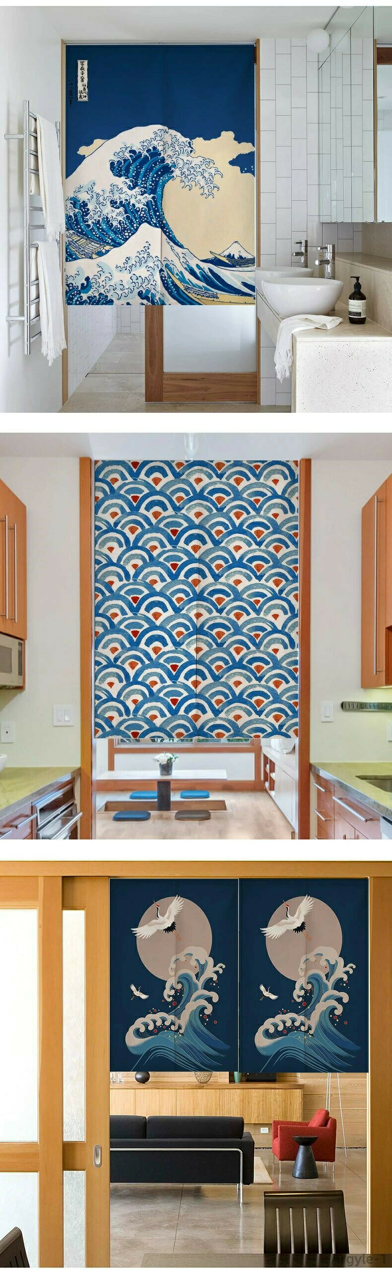 【送料無料】和柄のれん 暖簾 間仕切り 目隠し つっぱり式 暖簾カーテン のれん 突っ張り棒付き つっぱり 仕切り 目隠し部屋 カーテン 部屋