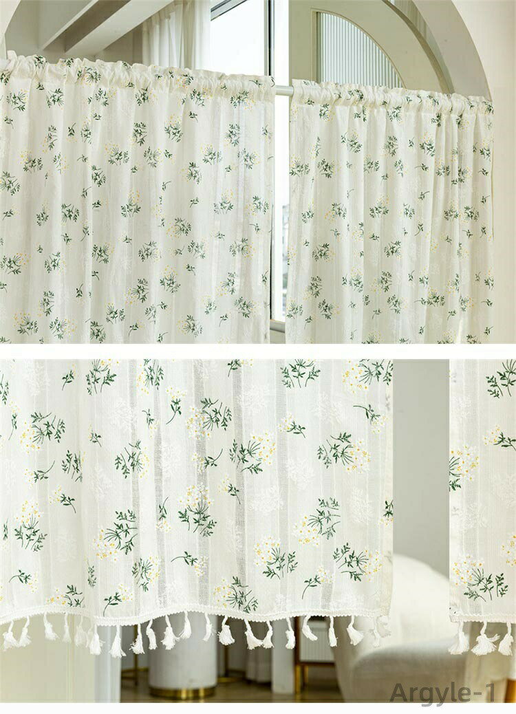 【送料無料】間仕切り のれん 暖簾 綿 北欧 小花柄 イチゴ柄 コットン フリンジ付き おしゃれ 間仕切りカーテン 2枚入り 無地 のれん