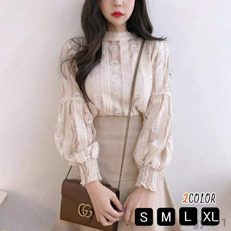 【送料無料】ホワイト ピンク レーススタンドカラーシャツ、バブ