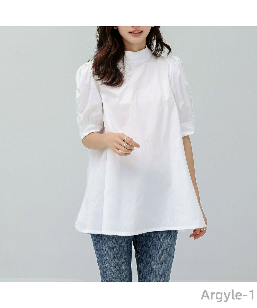 樂天商城 - 【送料無料】韓国ファッション 夏服 きれいめ夏 ふんわり Aライン 無地 五分袖 背中デザイン 大人可愛いリボンタイブラウス