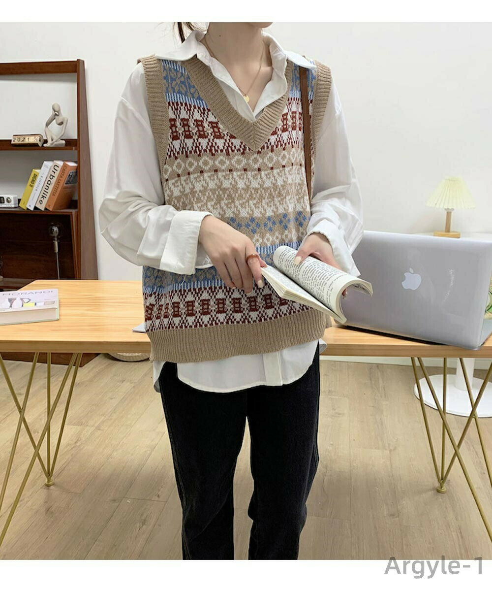 【送料無料】夏服 ベスト夏 ニットベスト ゆったり プルオーバー Vネック ニット ベスト トップス コーデの定番Vネックベスト