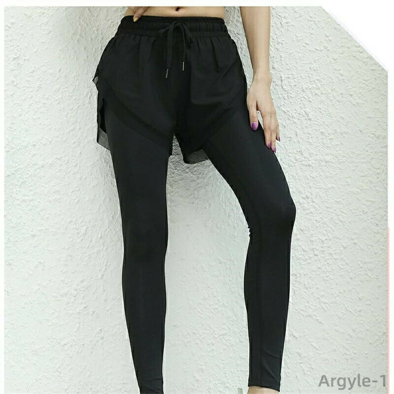 【送料無料】ヨガウェア ロングパンツ スパッツ レギンス ショートパンツ フェイクツーピース レディース