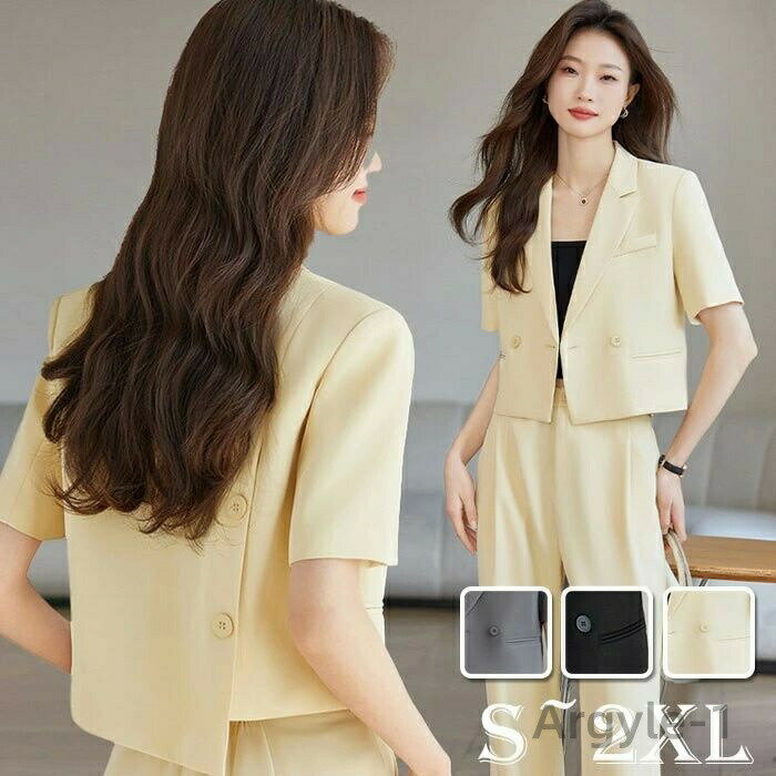 【送料無料】レディース ジャケット 短め 半袖 ズボン追加可 夏服 春 パンツ 30代 40代 50代 入学式 卒業式 結婚式 きれいめ おしゃれ 通勤