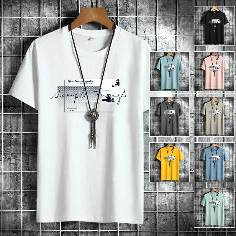 乐天商城 - 【送料無料】Tシャツ メンズ 半袖 おしゃれ 白Tシャツ ロンT T-shirt 半袖tシャツ 配いろ 涼しい カジュアルクルーネック 丸首 プリント 夏