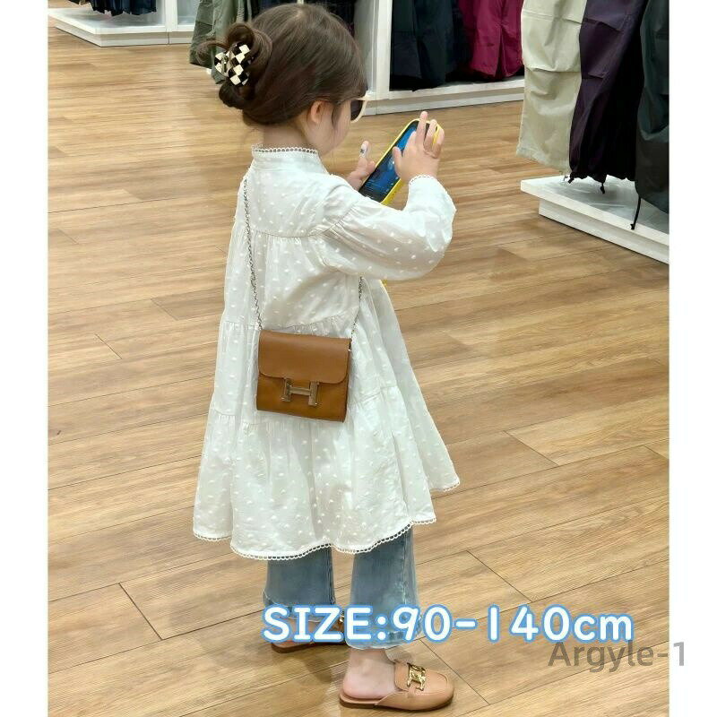 【送料無料】女の子 ワンピース 長袖ワンピース 春新作 韓国風 キッズ フォーマル 綿素材 ジャカード生..