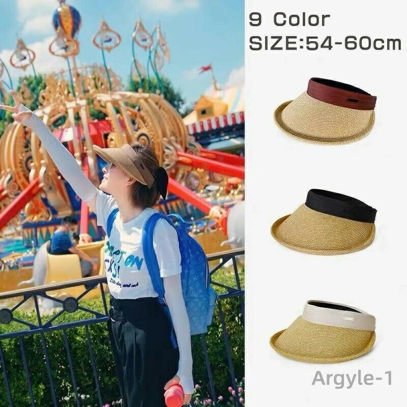 【送料無料】サンバイザー ハット 夏用 UVカット 帽子 紫外線対策 広つば 空頂 麦わら風 ペーパー素材 おしゃれ 無地 折りたたみ可能 通気性