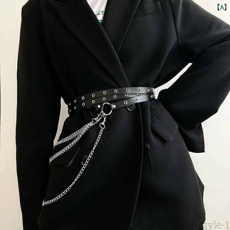 【送料無料】ベルト レディース ウエストマーク おしゃれ ガードル 夏 ワイド チェーン パンチ フリー ..