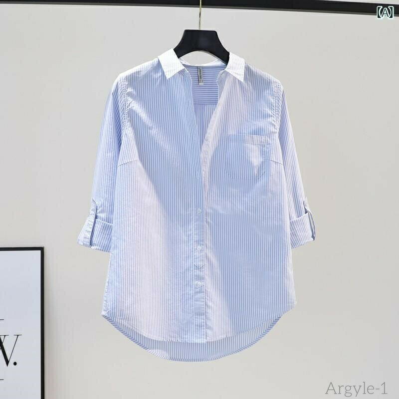 【送料無料】シャツ おしゃれ レディース 韓国 ストライプ カジュアル トップス 春 ファッション ポケ..