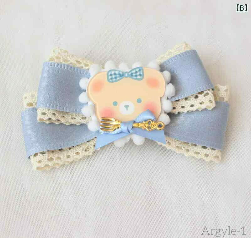 【送料無料】ロリータ ファッション コスプレ ヘアアクセサリー かわいい ガーリー グレー ブルー ガジェット セット ヘイズブルー ヘア バンド ソフト ガール argyle-10026863 えーあい サンプル画像2