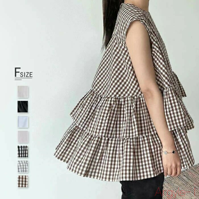 【送料無料】ノースリーブ シャツ レディース ブラウス 夏 ティアードブラウス フレア シャツブラウス レディースブラウス トップス シンプル カジュアル 春夏 無地 大人 チ