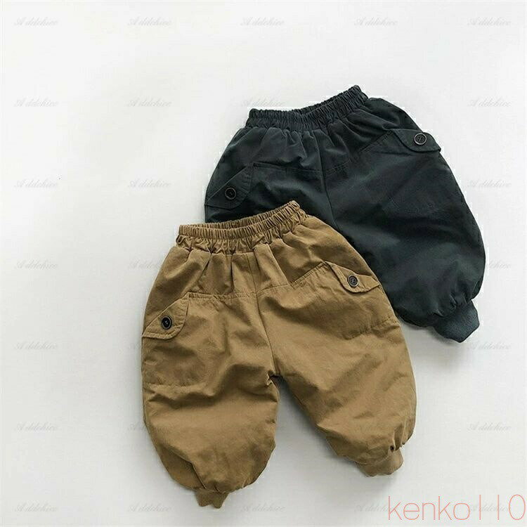 【送料無料】裏起毛 無地 ジョガーパンツ 男の子 女の子 子供服 ベビー服 冬服 あったか ボトムス 裾リブ ポケット 防寒 韓国 無地 暖かい 可愛い あったか こども服 秋冬 2
