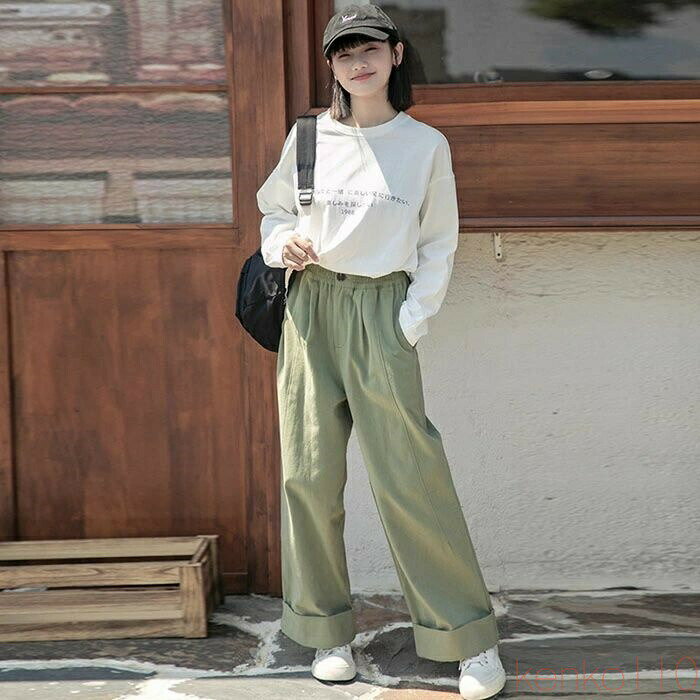 樂天商城 - 【送料無料】ワイドパンツ パンツ レディース ストレート 秋冬 春 ボトムス ハイウエスト ガウチョパンツ ロング丈 学生 可愛い あったか 厚手 大きいサイズ ストレッチ 体型